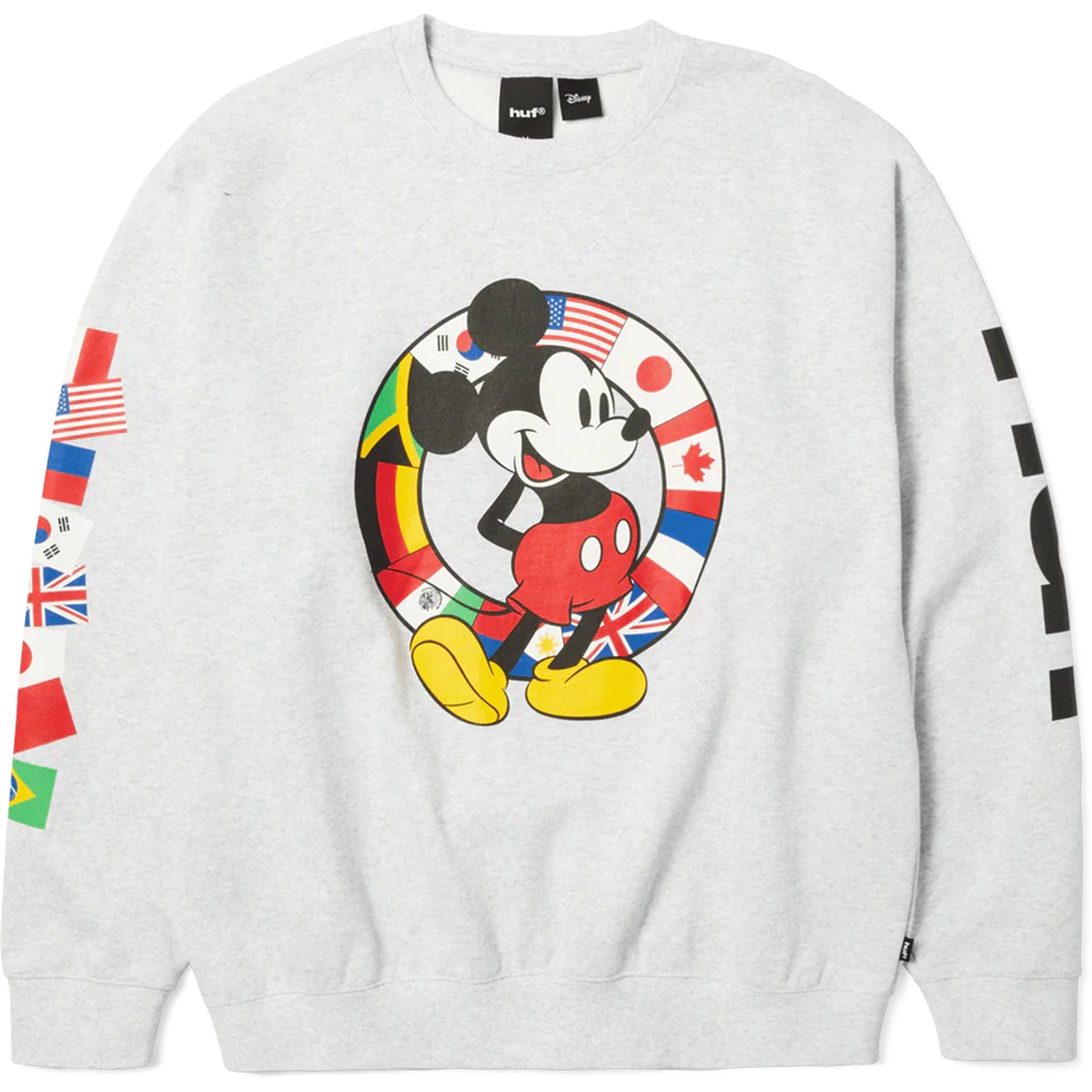 Huf X Disney Mickey Worldwide Tour Crewneck Sweatshirt Heather Grey Sweatshirts