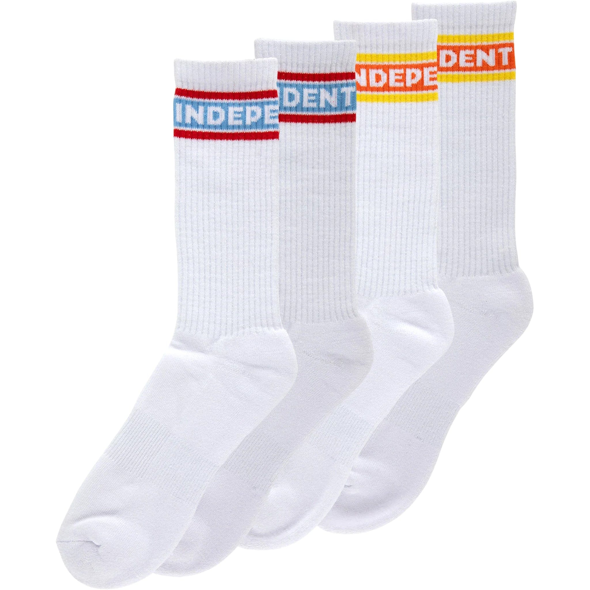 Independent Bar Logo Crew Socks 2 Pack White Multi Socks