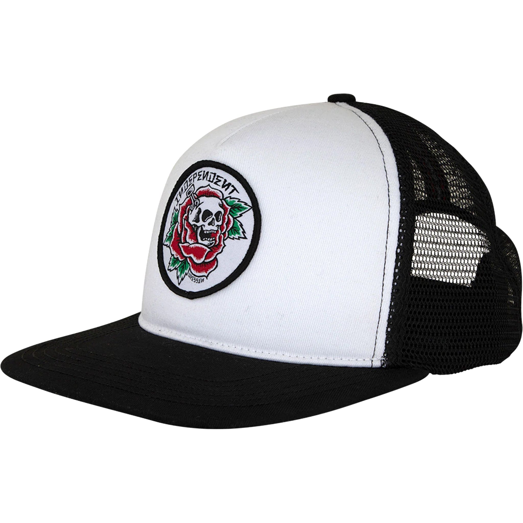 Independent Dressen Skull Rose Snapback Hat White Black Hats