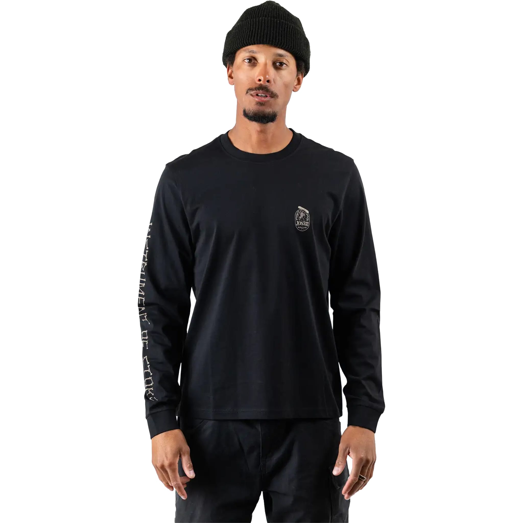 Jones Graphic Organic Cotton Long Sleeve Stealth Black T Shirt