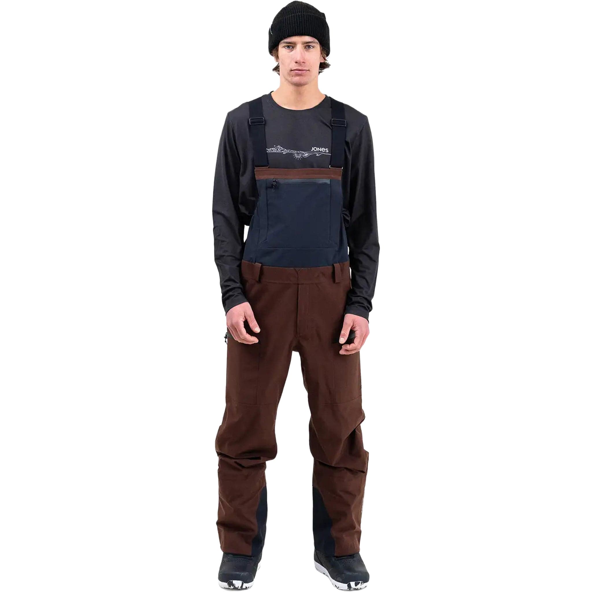 Jones Men's Shralpinist Stretch Recycled 3L Bibs Coffee Brown Mens Snowboard Pants