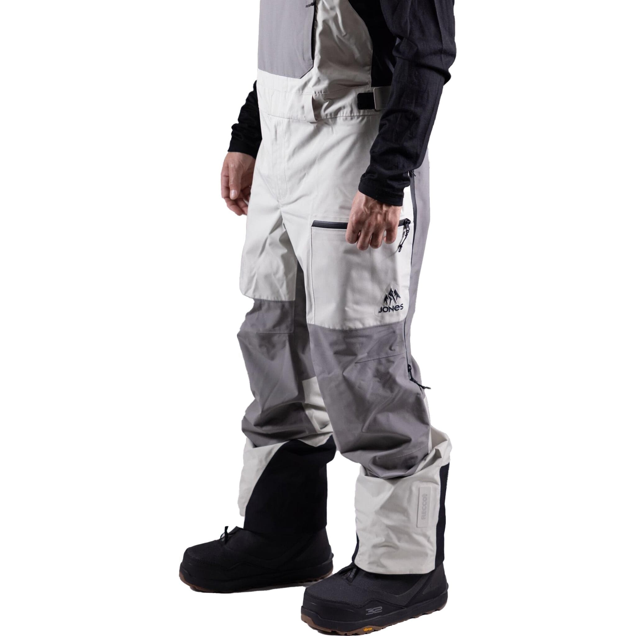 Jones MTN Surf Recycled Bib Smoke Gray 2025 Mens Snowboard Pants