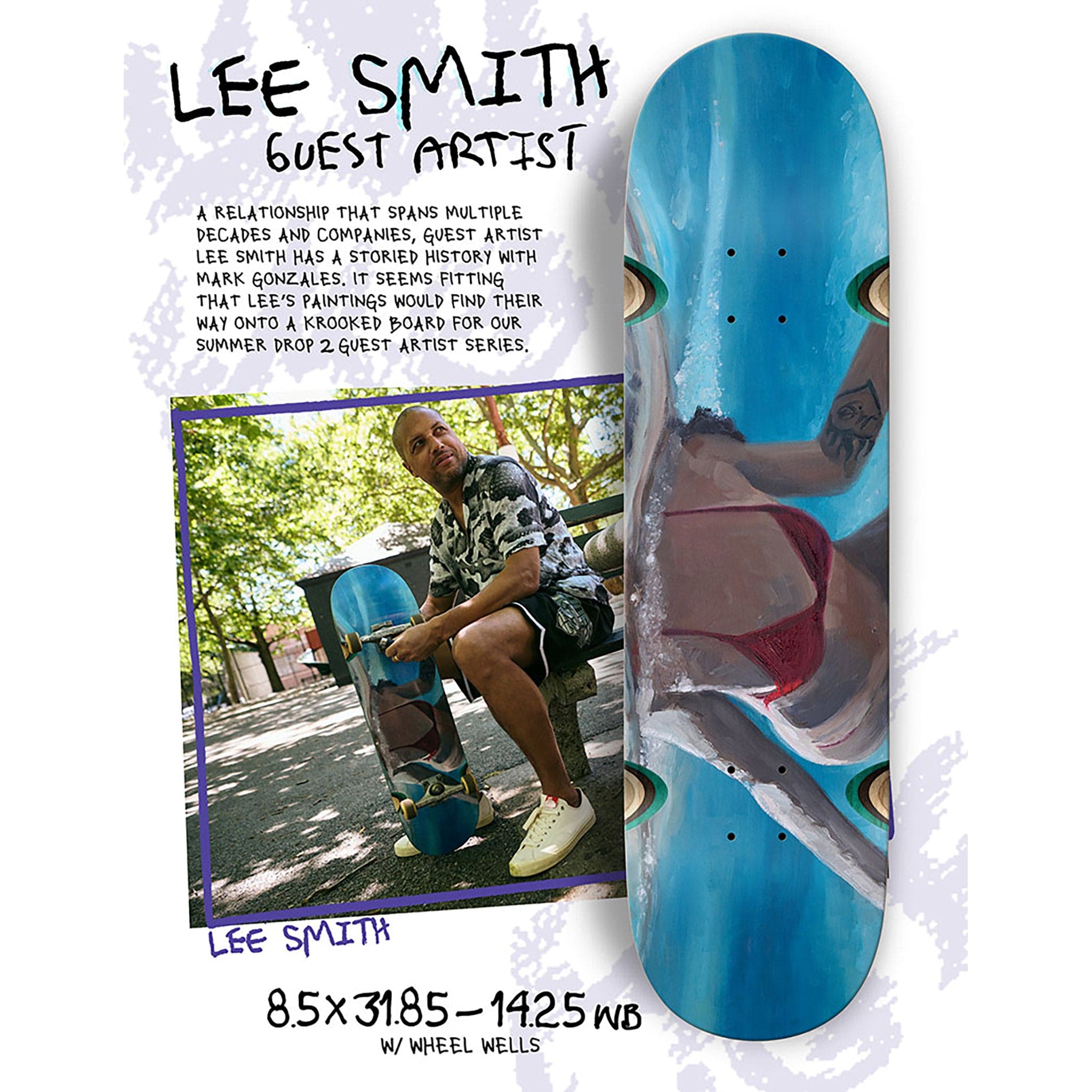 Krooked Lee Smith Guest Wheel Wells 8.5" Skateboard Deck Skateboard