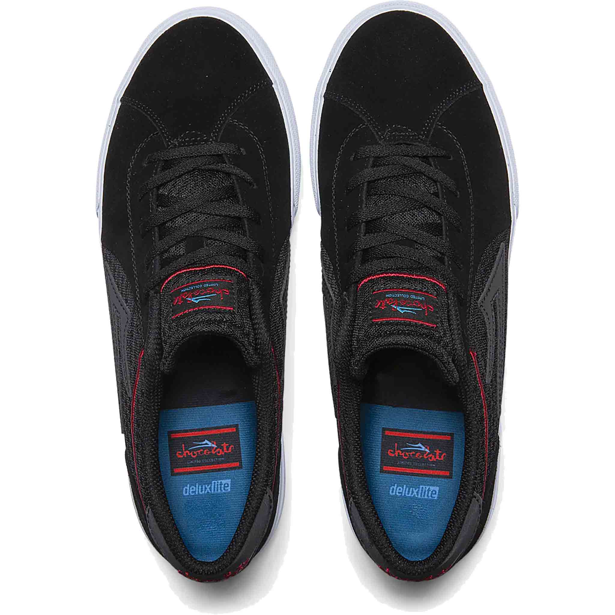 Lakai Flaco II Black Red Suede Shoes