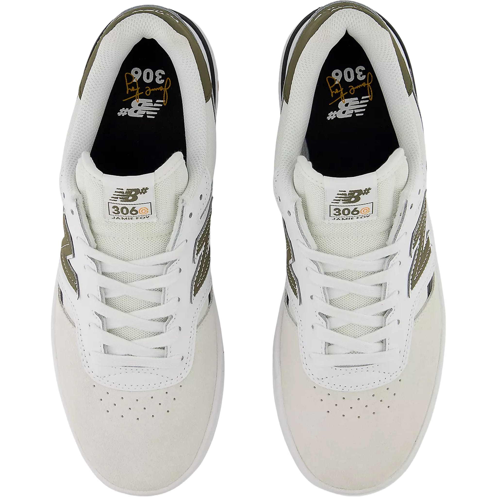 New Balance Numeric Jamie Foy 306 Cup Shoe White Olive Shoes
