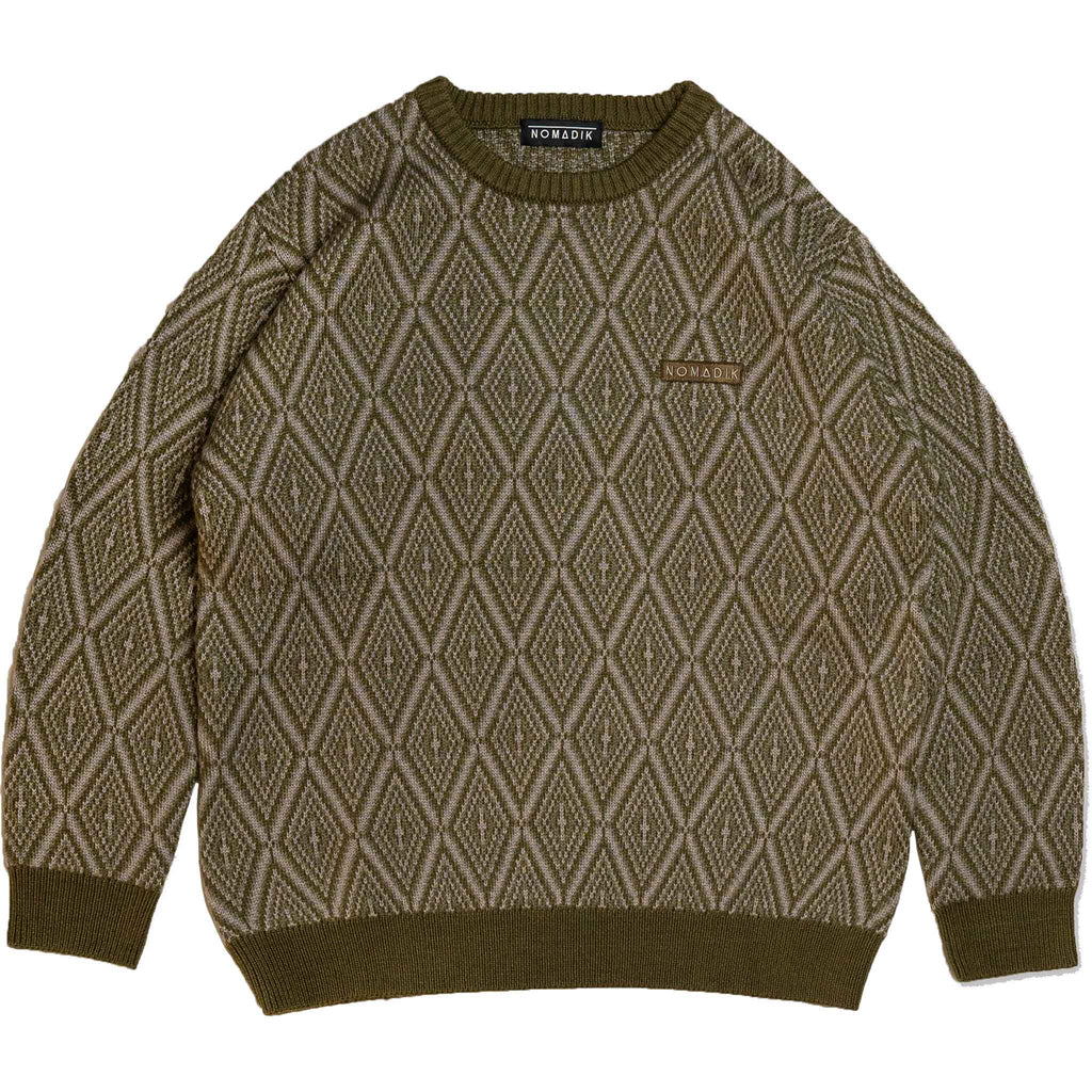 Nomadik Rhombus Jacquard Sweater Green Sweatshirts