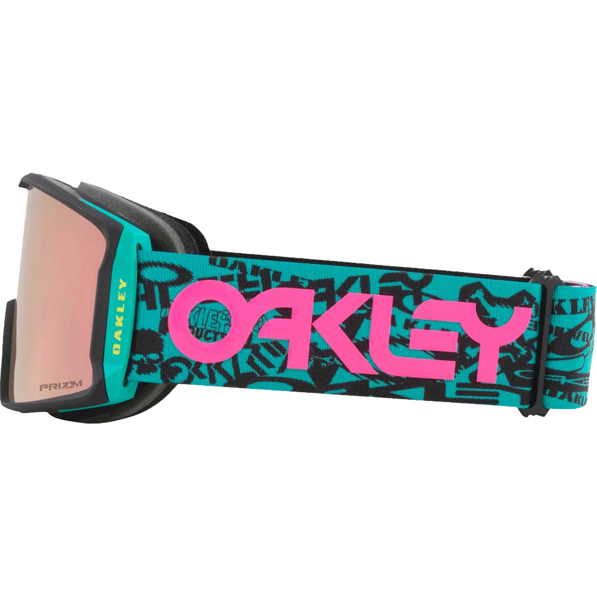 Oakley Line Miner L Snow Goggles Pink Logo Collage Prizm Snow Rose Gold Iridium Goggles