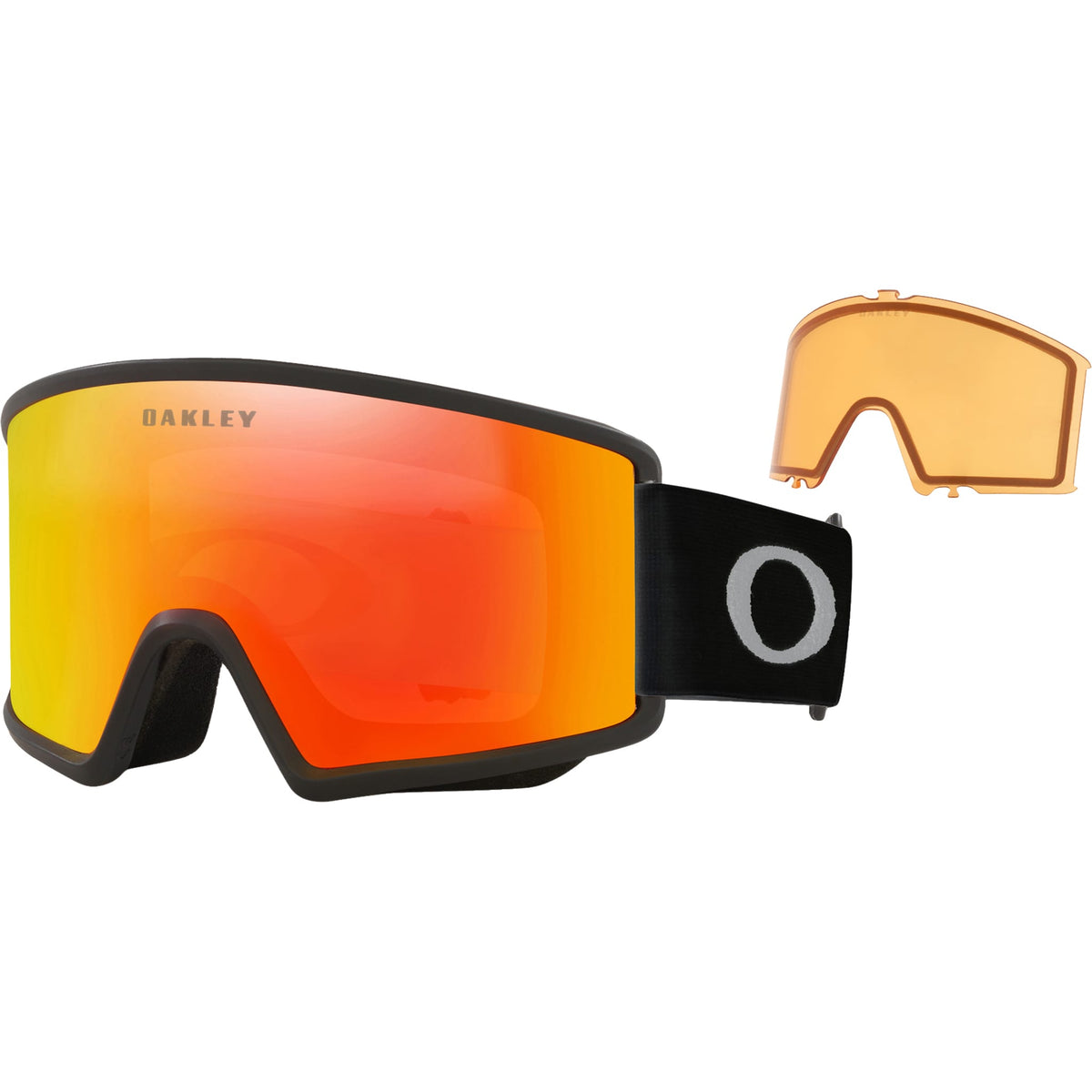 Oakley Target Line L Snow Goggles Matte Black Fire Iridium Lens & Persimmon Lens 2027 Goggles