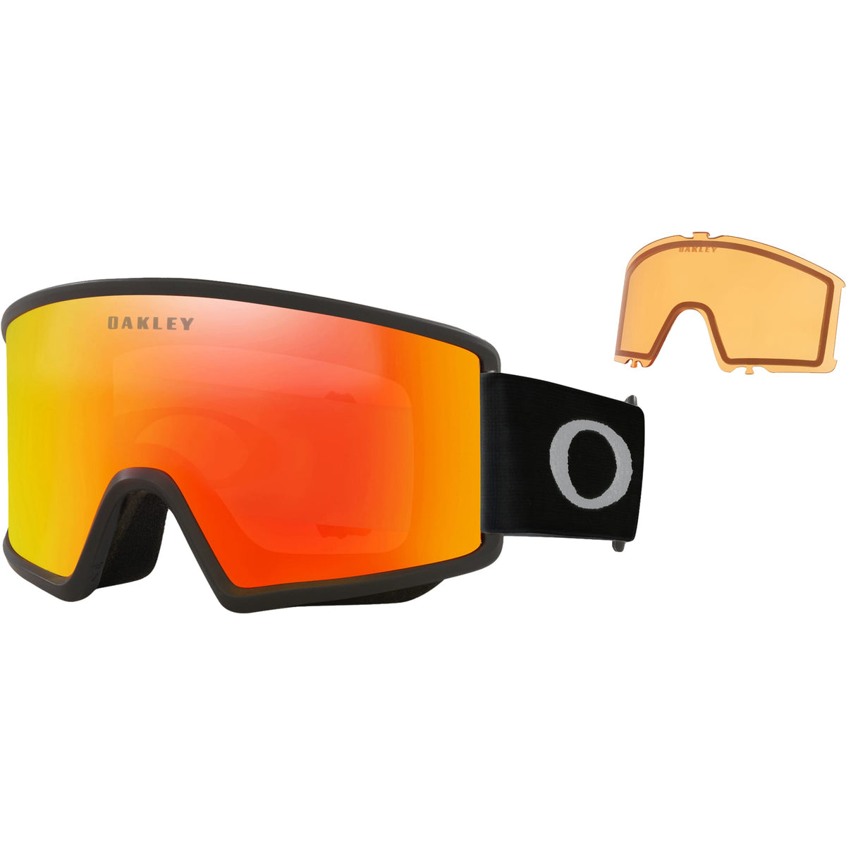 Oakley Target Line M Snow Goggles Matte Black Fire Iridium Lens & Persimmon Lens 2027 Goggles