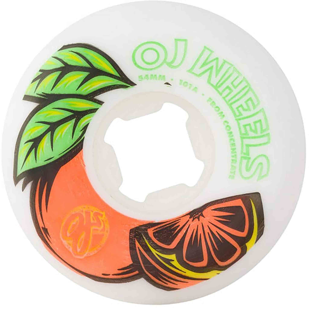 OJ From Concentrate White Orange 101a 54mm Skateboard Wheels