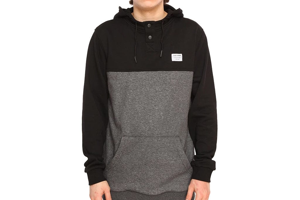 Plenty St Joseph Button Hood Black Grey Heather Sweatshirts