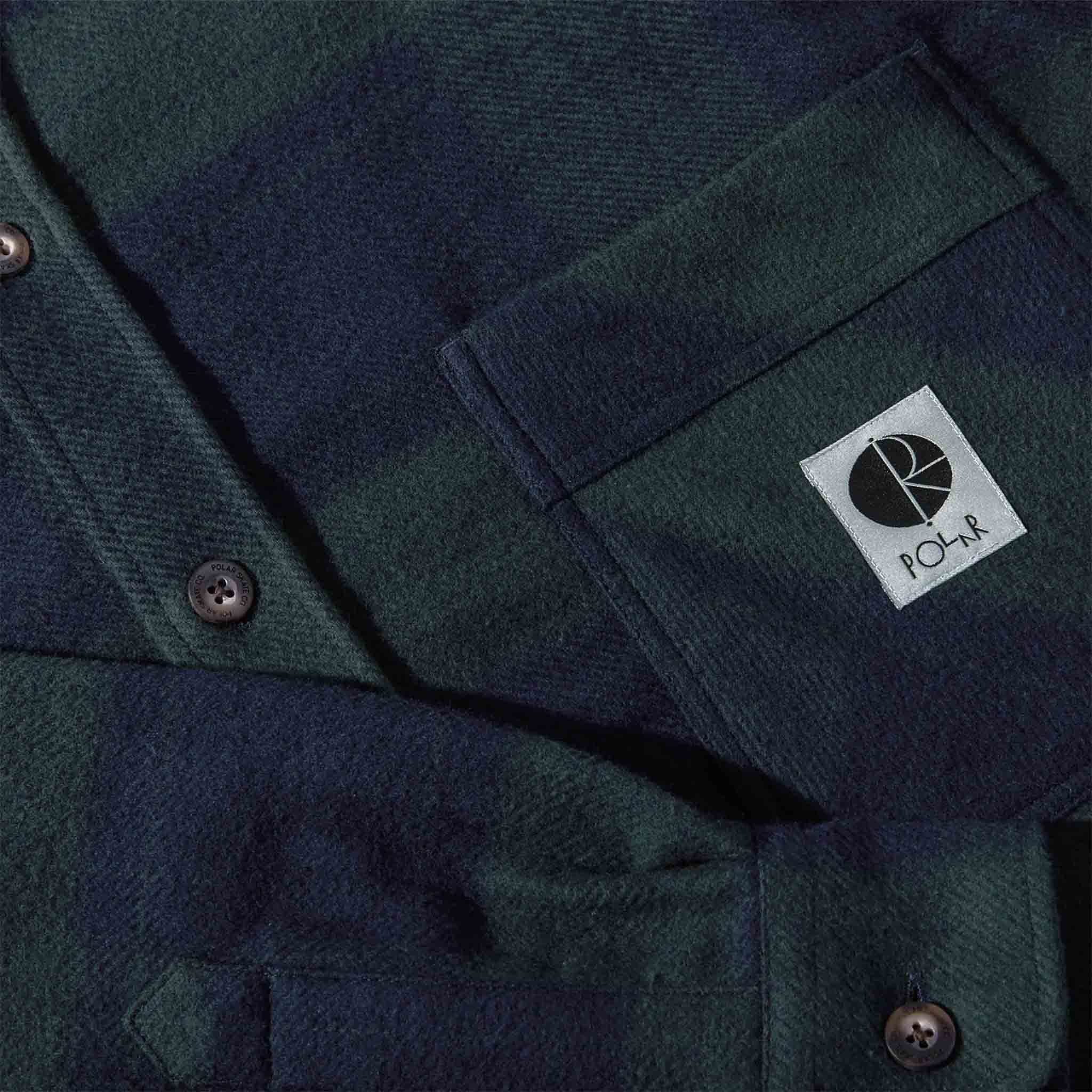 Polar Mike LS Shirt Flannel Shirt Navy Teal Button Up