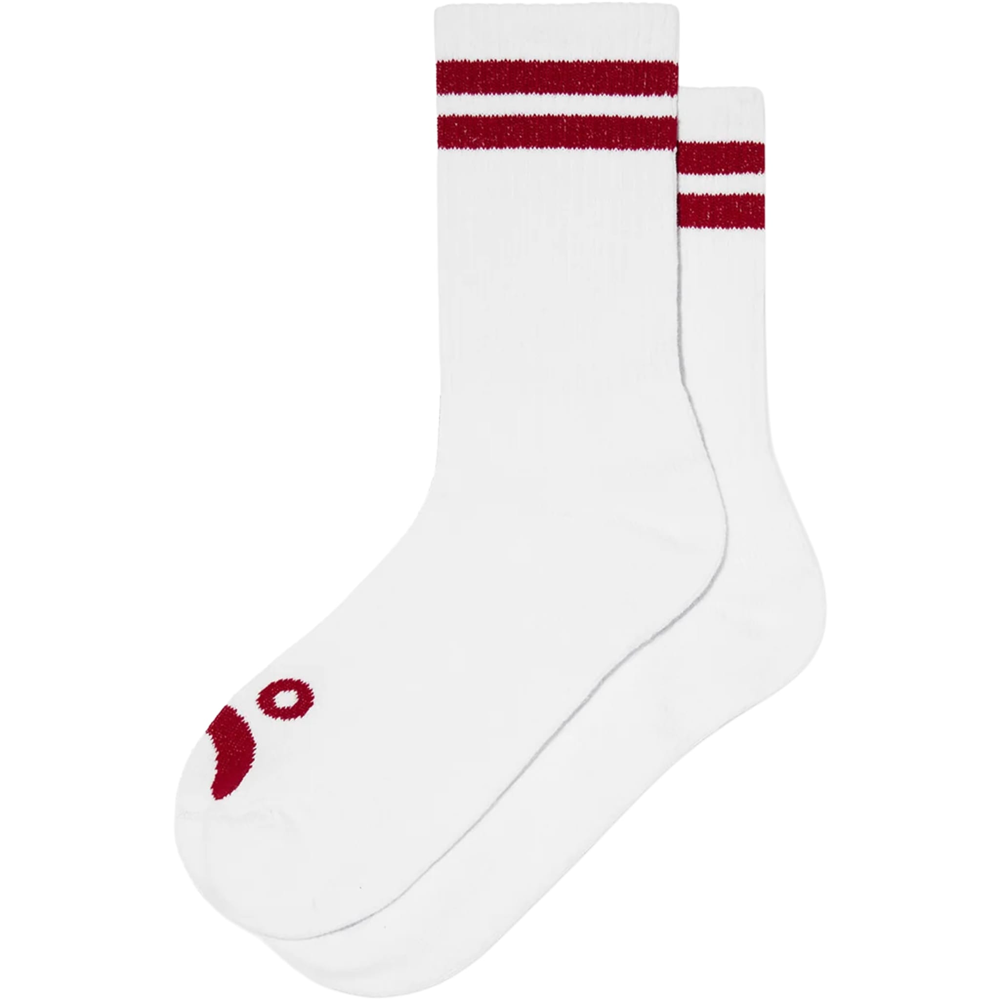 Polar Rib Socks Happy Sad White Red Socks