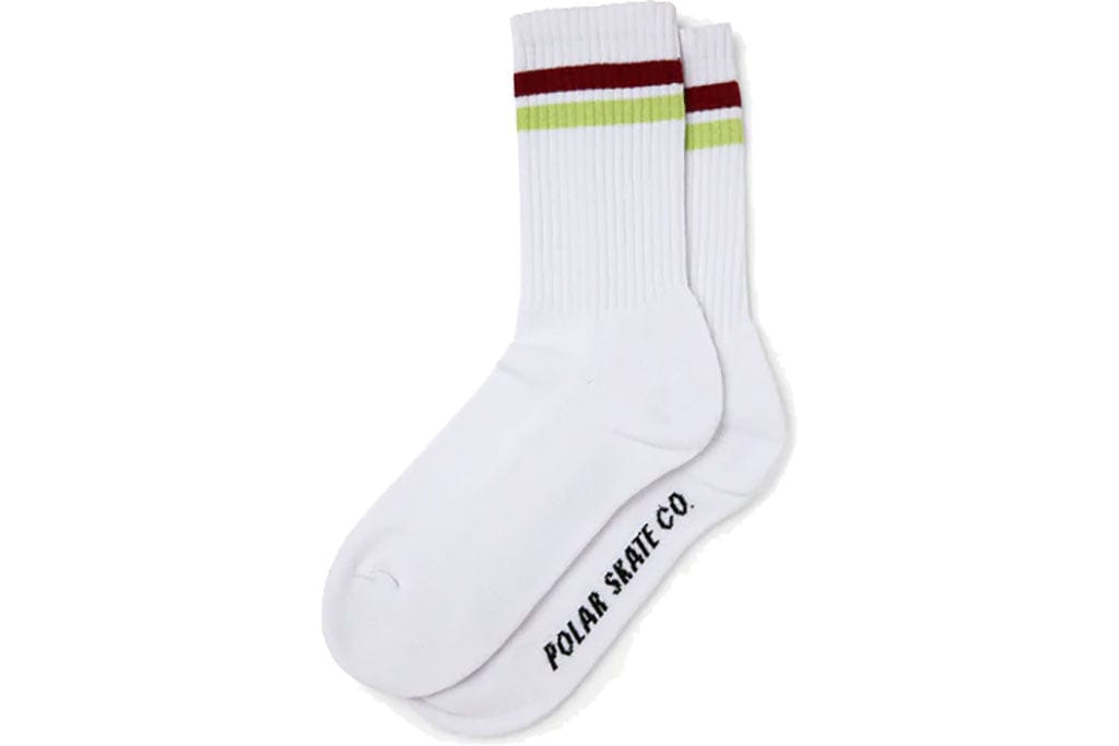 Polar Stripe Socks White Red Chartreuse Socks