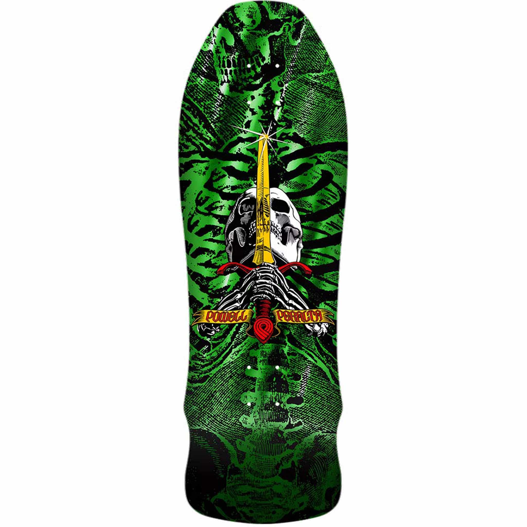 Powell Peralta Geegah Skull & Sword 9.75" Skatebaord Deck Green Foil Skateboard