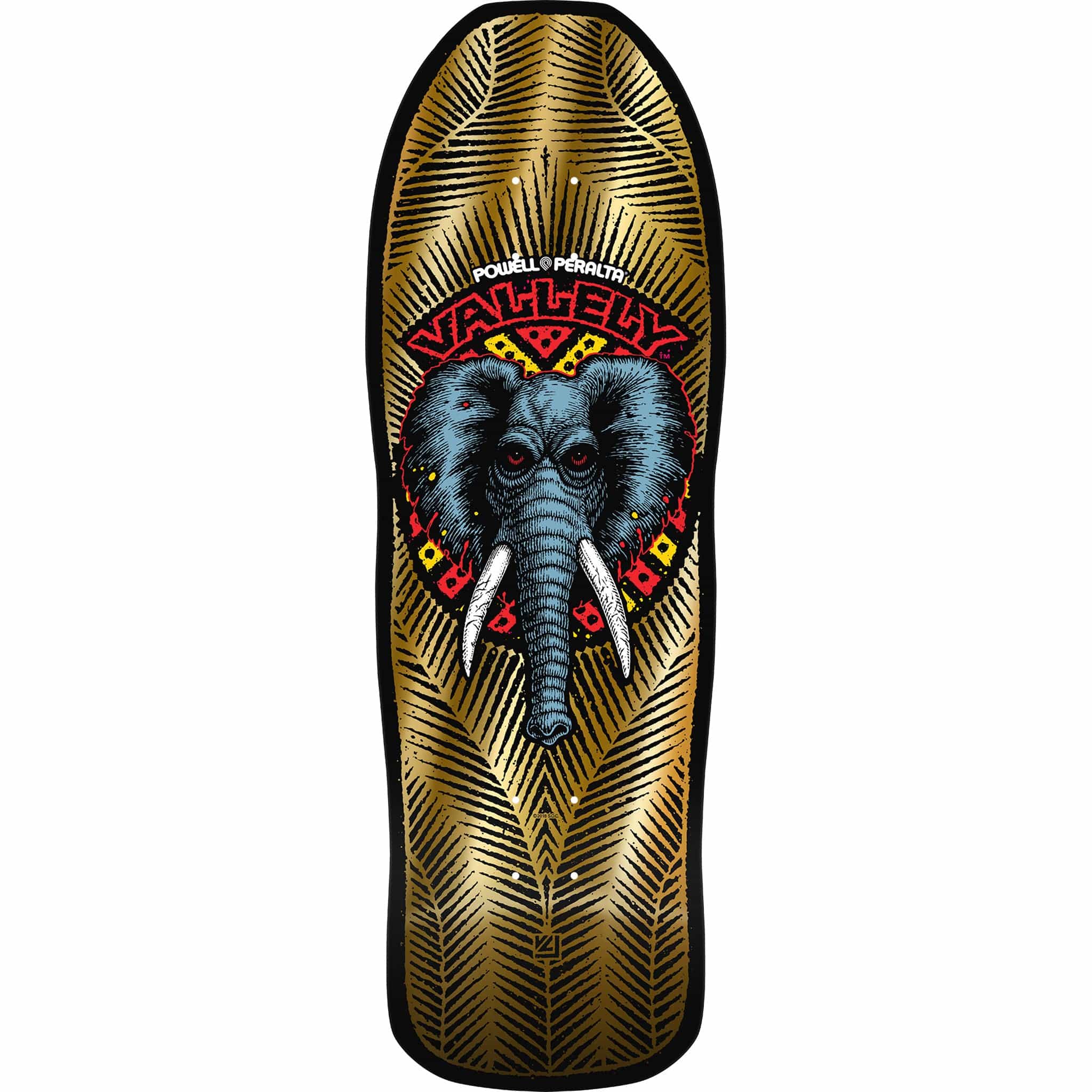 Powell Peralta Vallely Elephant 10" Gold Foil Skateboard Deck Skateboard