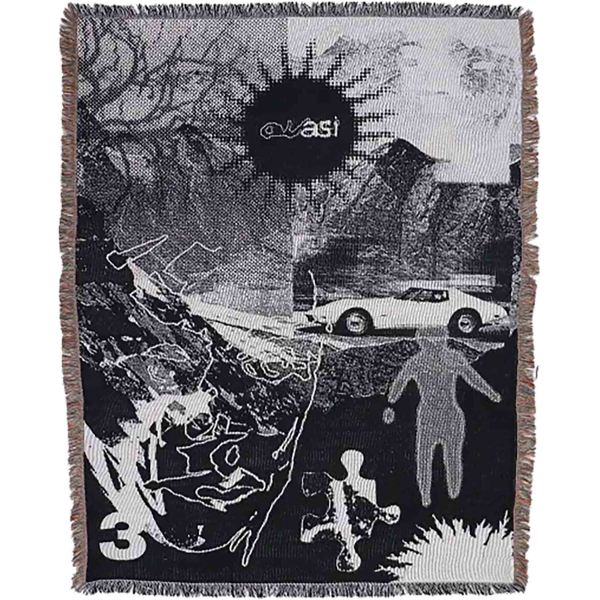 Quasi Hard Dream Jacquard Blanket Black White Accessories