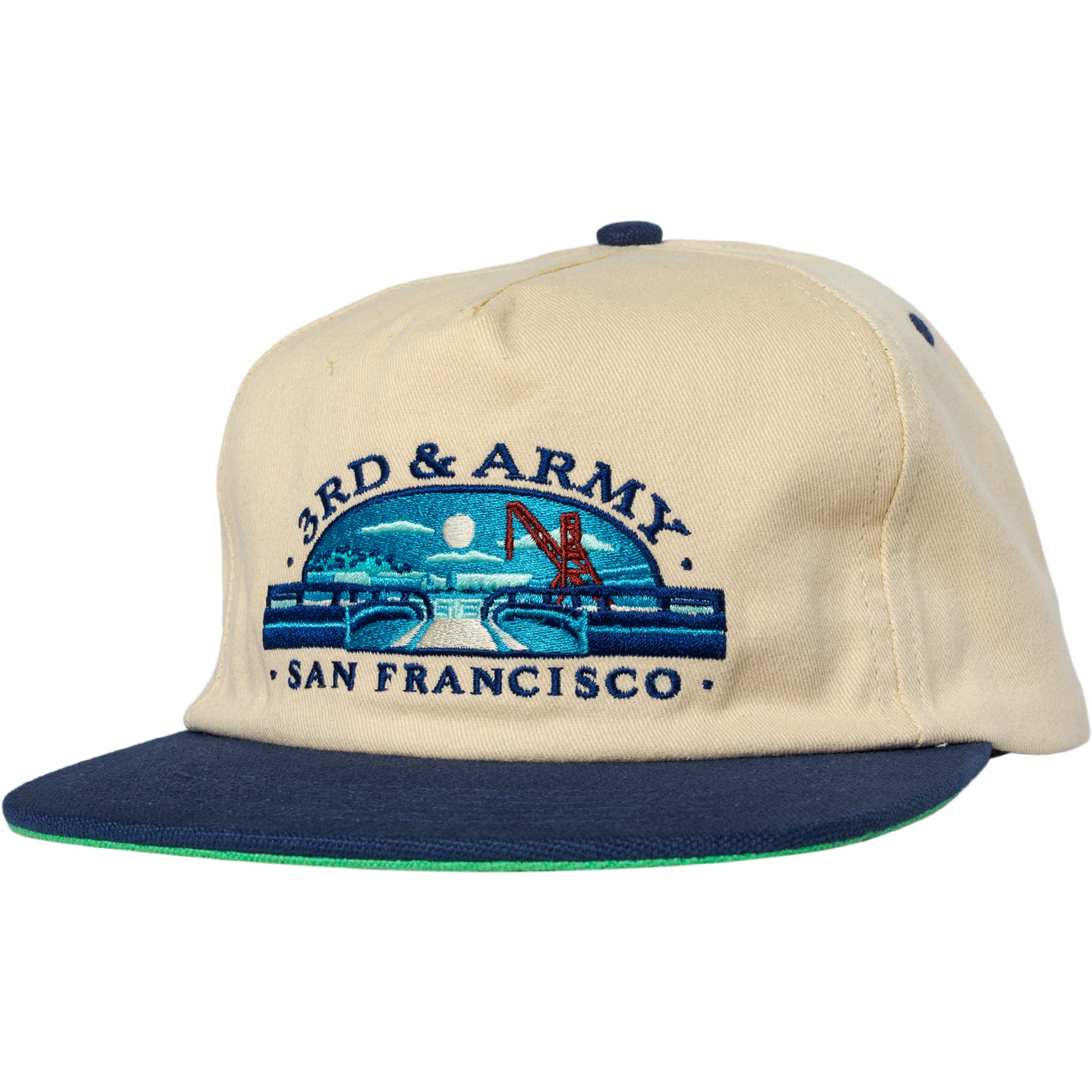 Real 3rd & Army Snapback Hat Natural Navy Hats