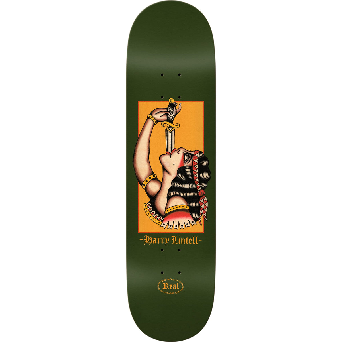Real Harry Lintell Sword Swallower True Fit Skateboard Deck 8.38" Skateboard