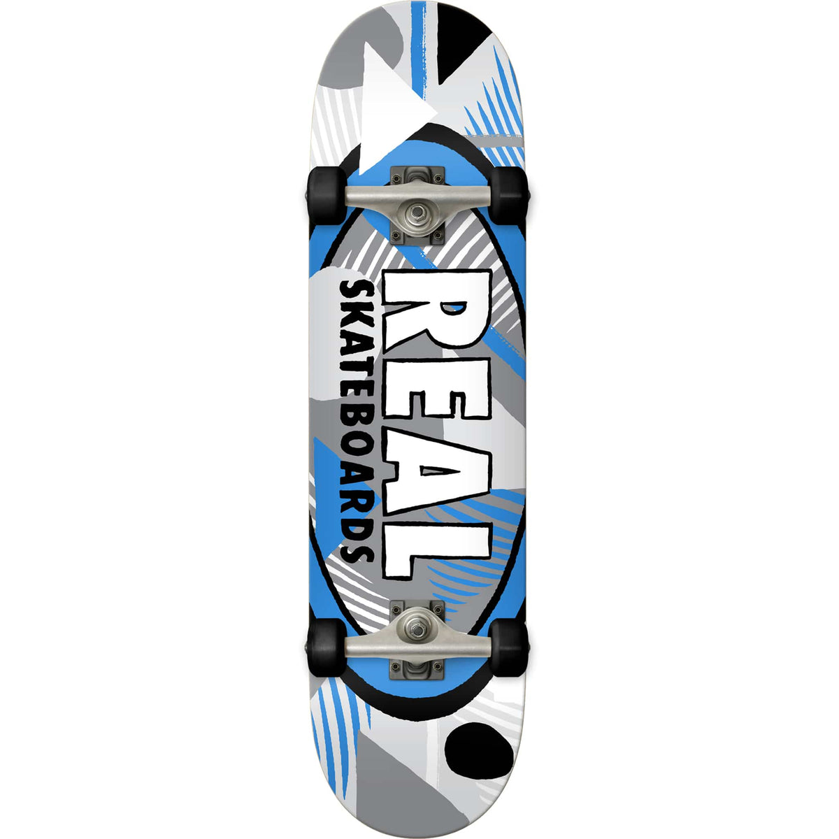 Real Hatched Oval Skateboard Mini Complete Blue 7.3" Skateboard Complete