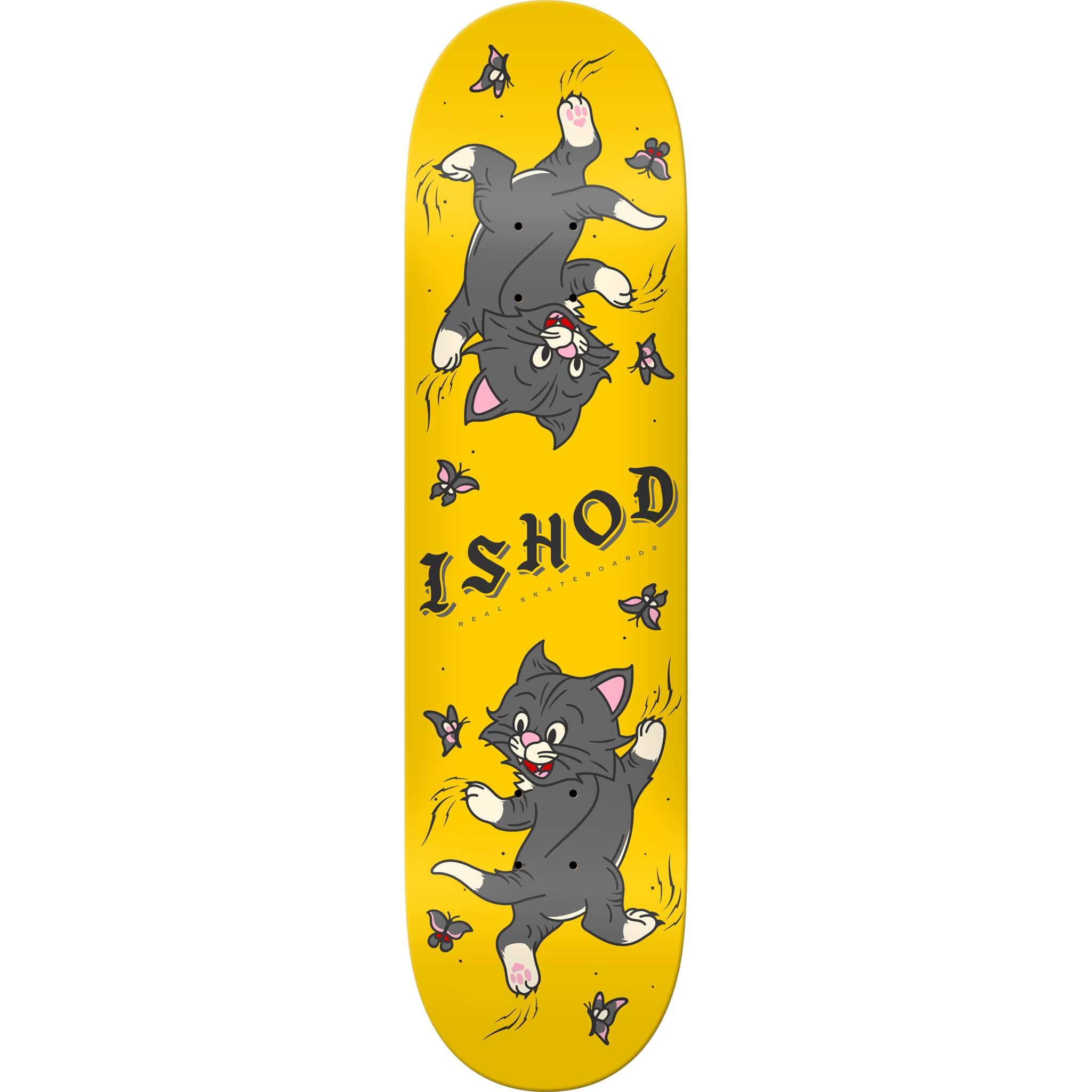 Real Ishod Wair Kitten Scratch Twin Tail Yellow Skateboard Deck 8" Skateboard