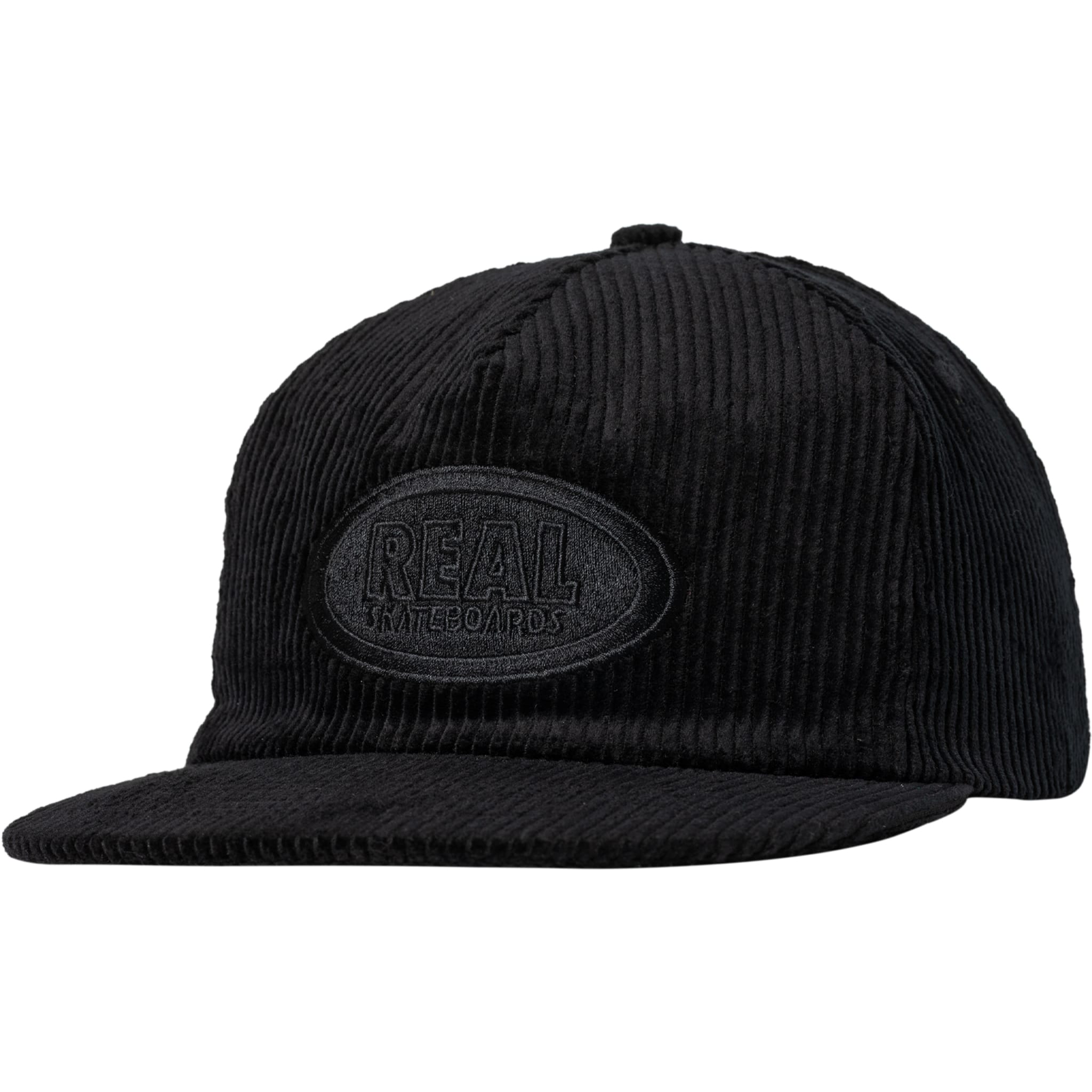 Real Oval Snapback Hat Black Black Hat