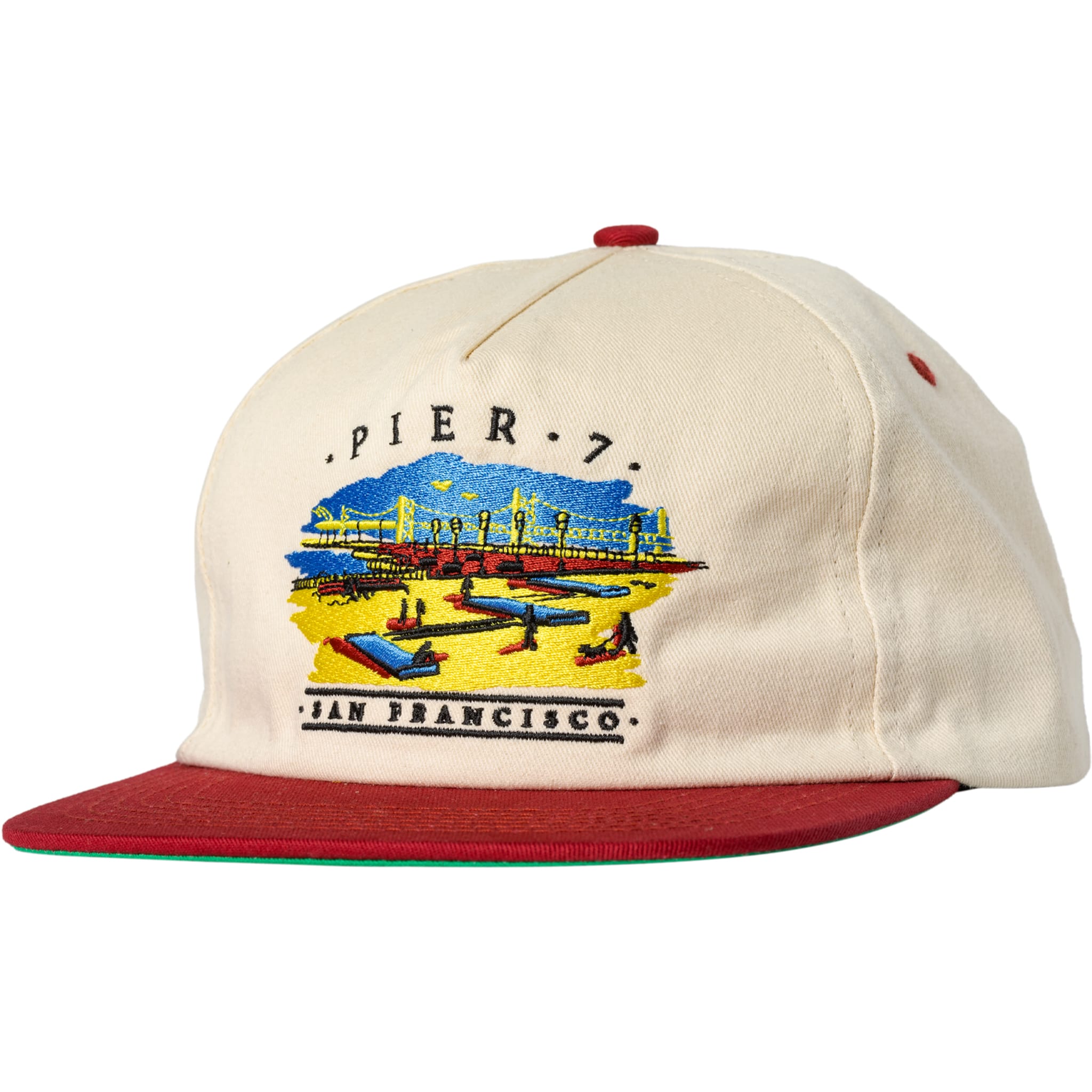 Real Pier 7 Snapback Natural/Maroon Hat