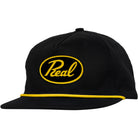 Real Scripted Snapback Hat Black Yellow Hats