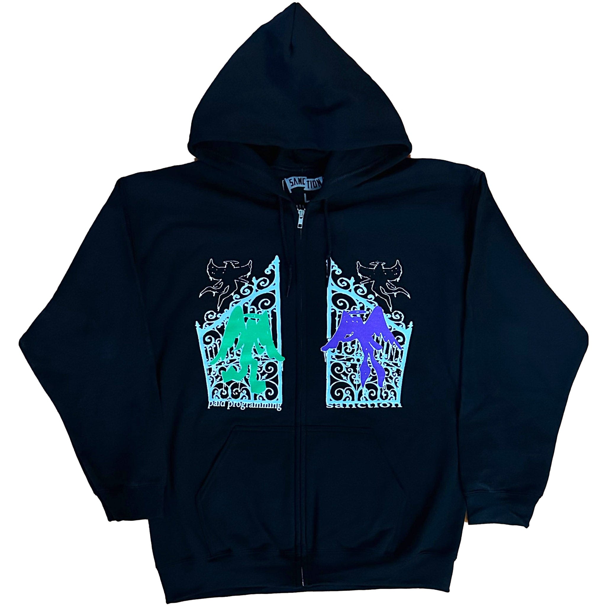 Sanction X Paid Programming Angel Zip Up Hood Black Sweatshirts