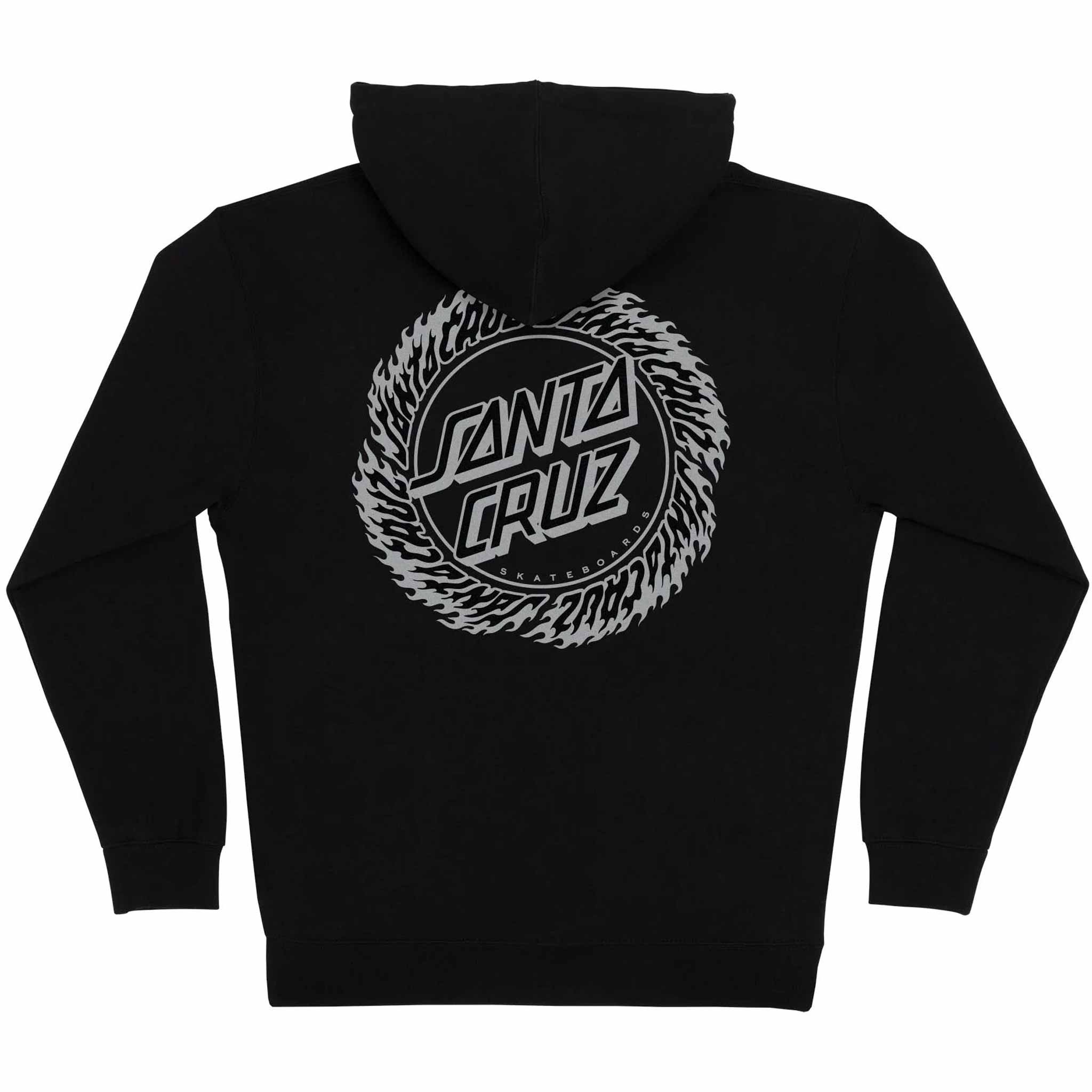 Santa Cruz Flame Ringed Dot Zip Hoodie Black - Sanction Skate And Snow