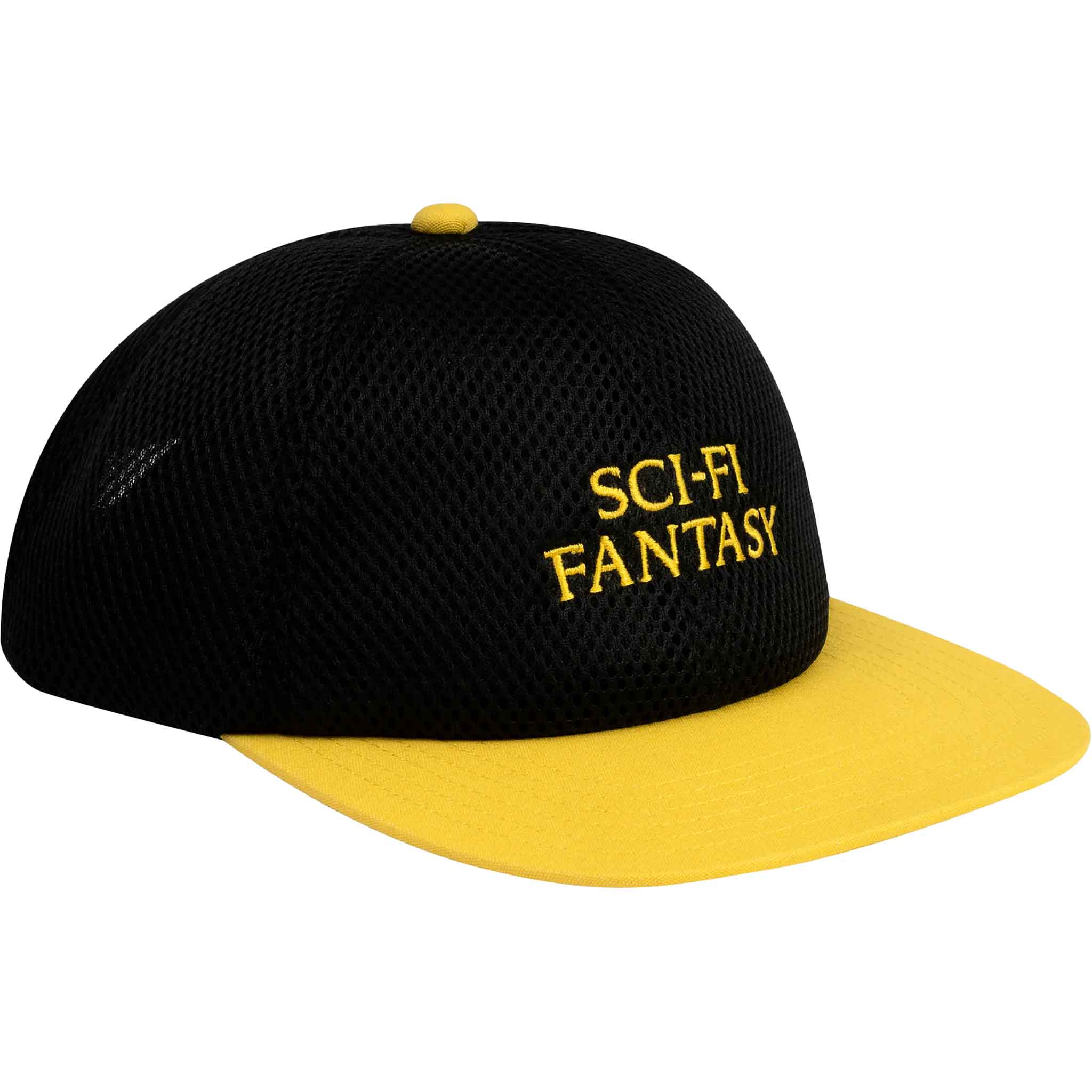 Sci-Fi Fantasy Full Mesh Logo Hat Snapback Black Yellow Hats