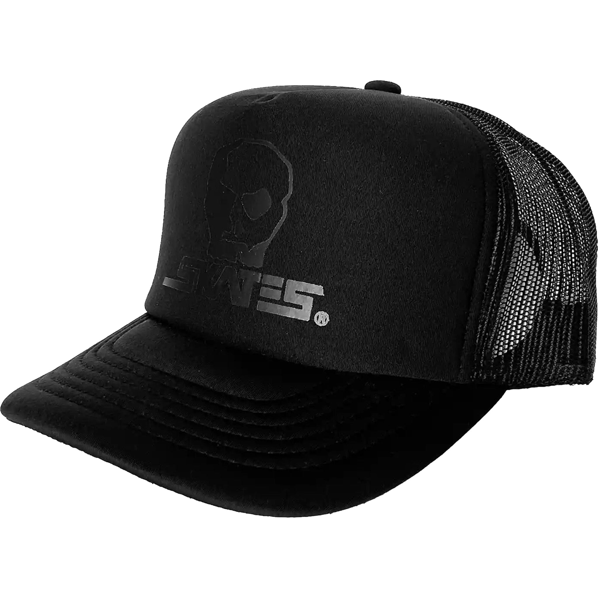 Skull Skates Foam Mesh Trucker Cap Large Blackout Logo Black Hats