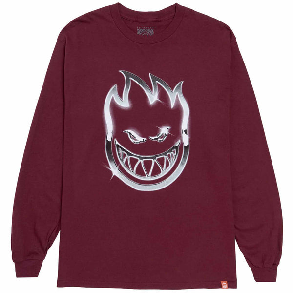 Spitfire Chrome Bighead Long Sleeve Maroon - Sanction Skate And Snow