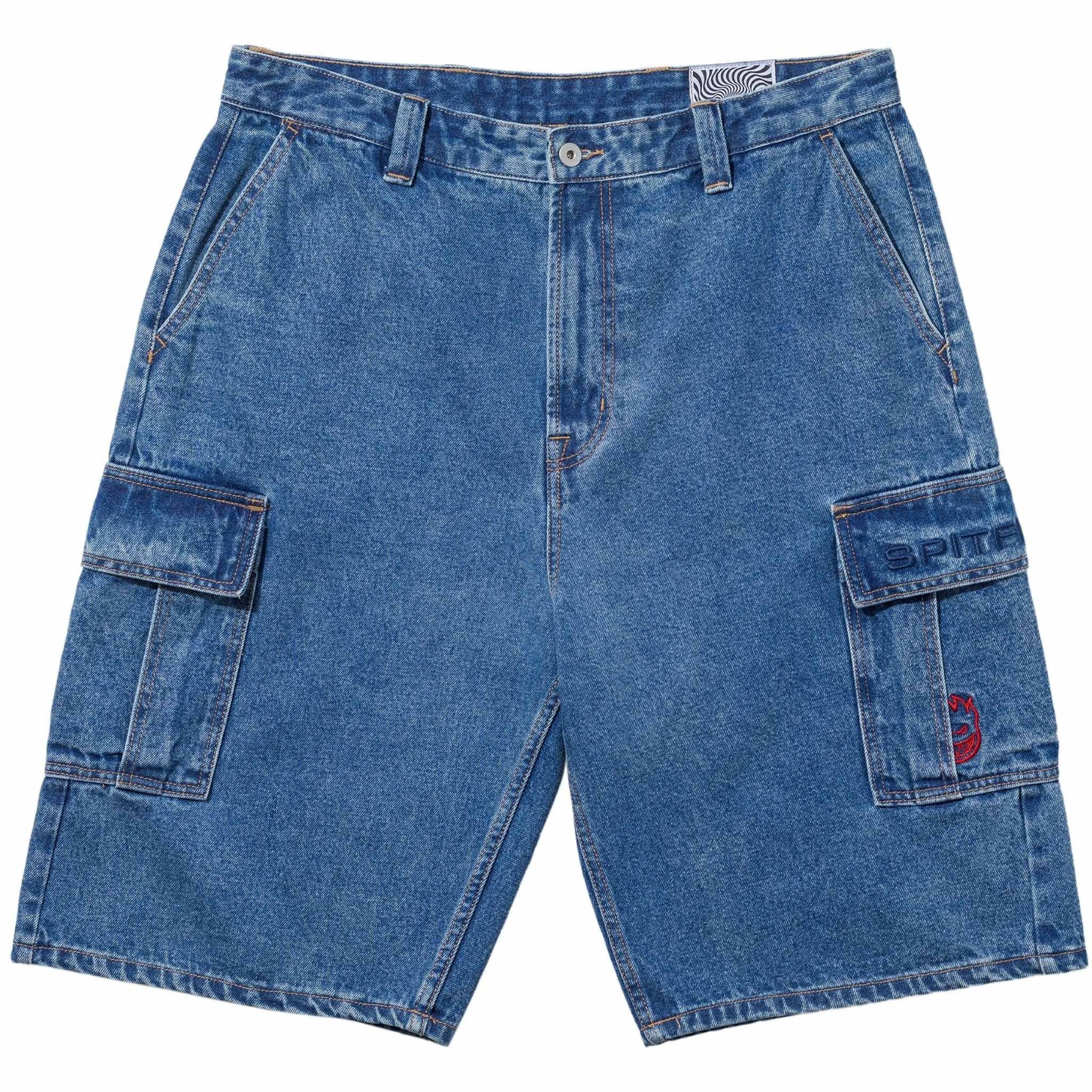 パンツ SPITFIRE CLASSIC 87 DENIM CARGO SHORTS Spitfire Classic '87 Denim Cargo Short Light Stone Wash - Sanction