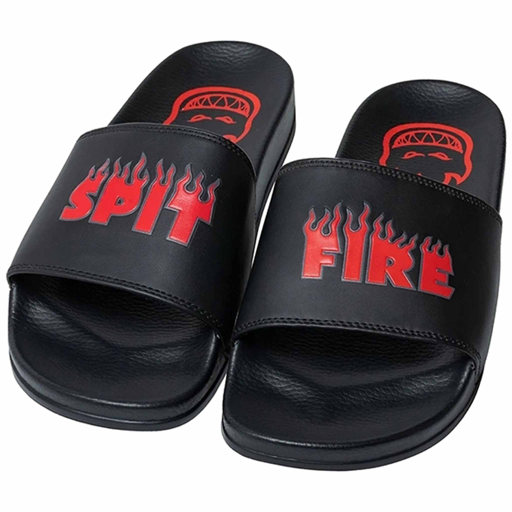 Spitfire Demonseed Script Slide Sandal Black Red Shoes