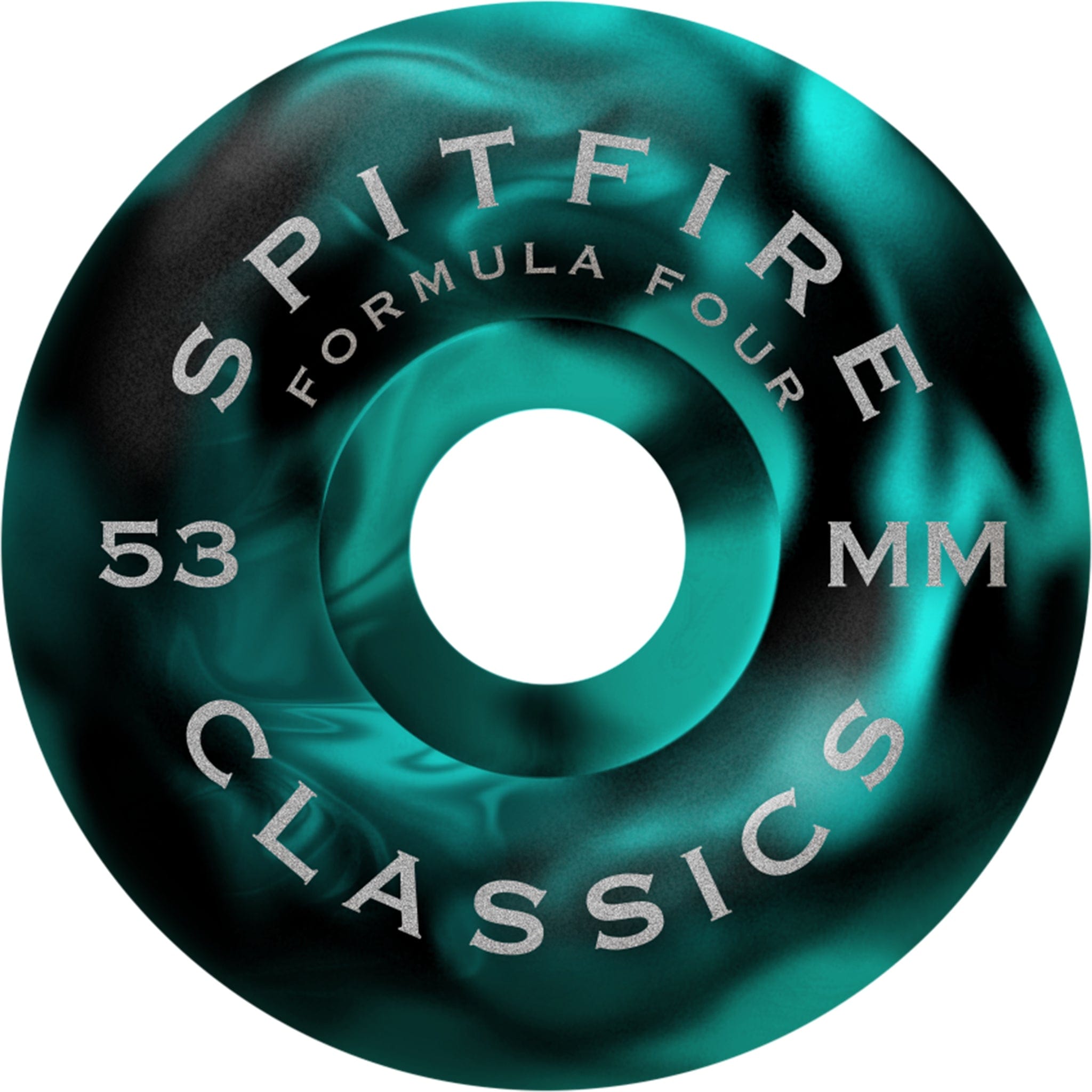 Spitfire F4 Team Floral Classic Skateboard Wheels Teal Black Swirl 99a 53mm Skateboard Wheels