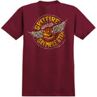 Spitfire Flying Grimple Tee Burgundy T Shirt