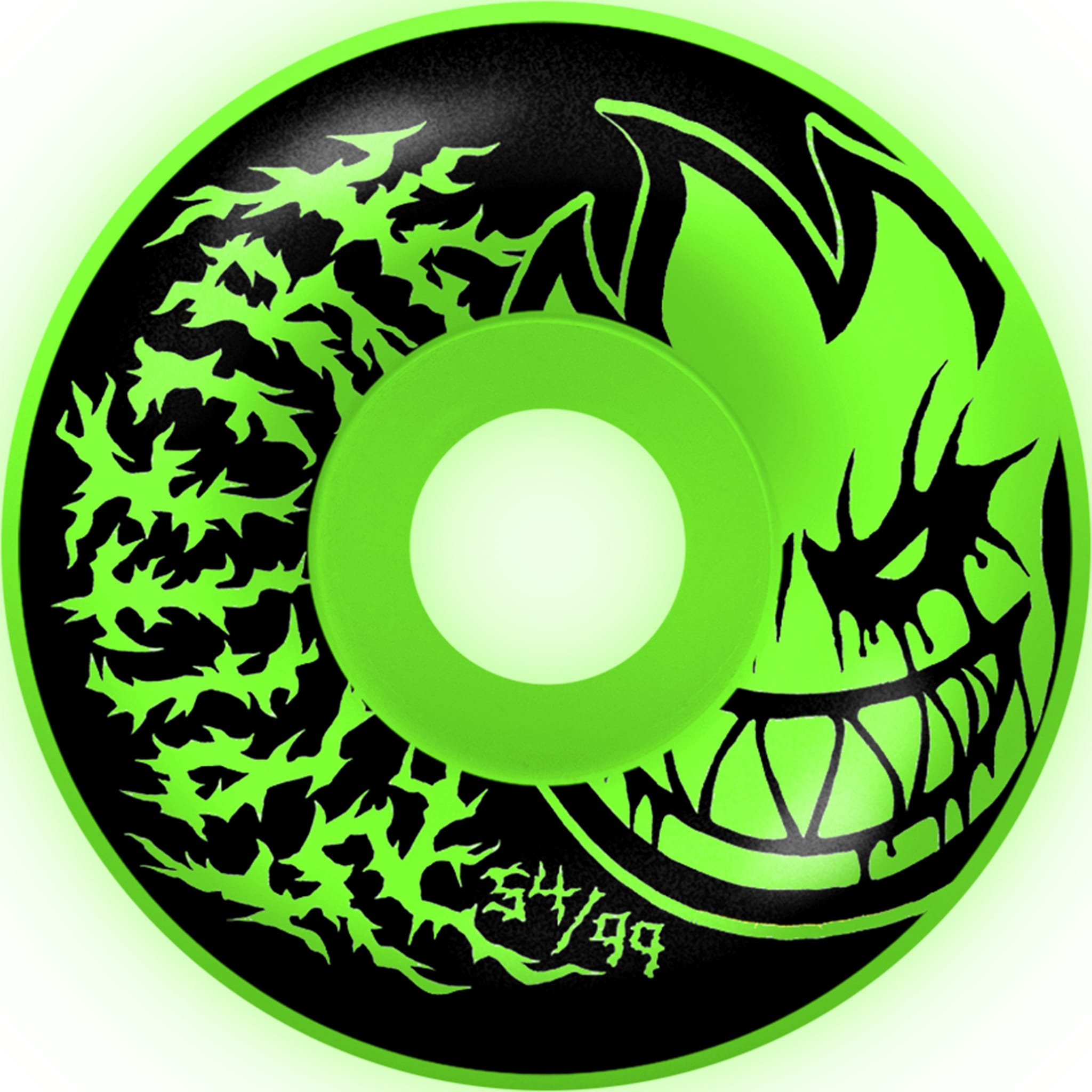 Spitfire Formula Four 99d Deathmask II Bighead Glow Radial Full Skateboard Wheels 54mm Skateboard Wheels