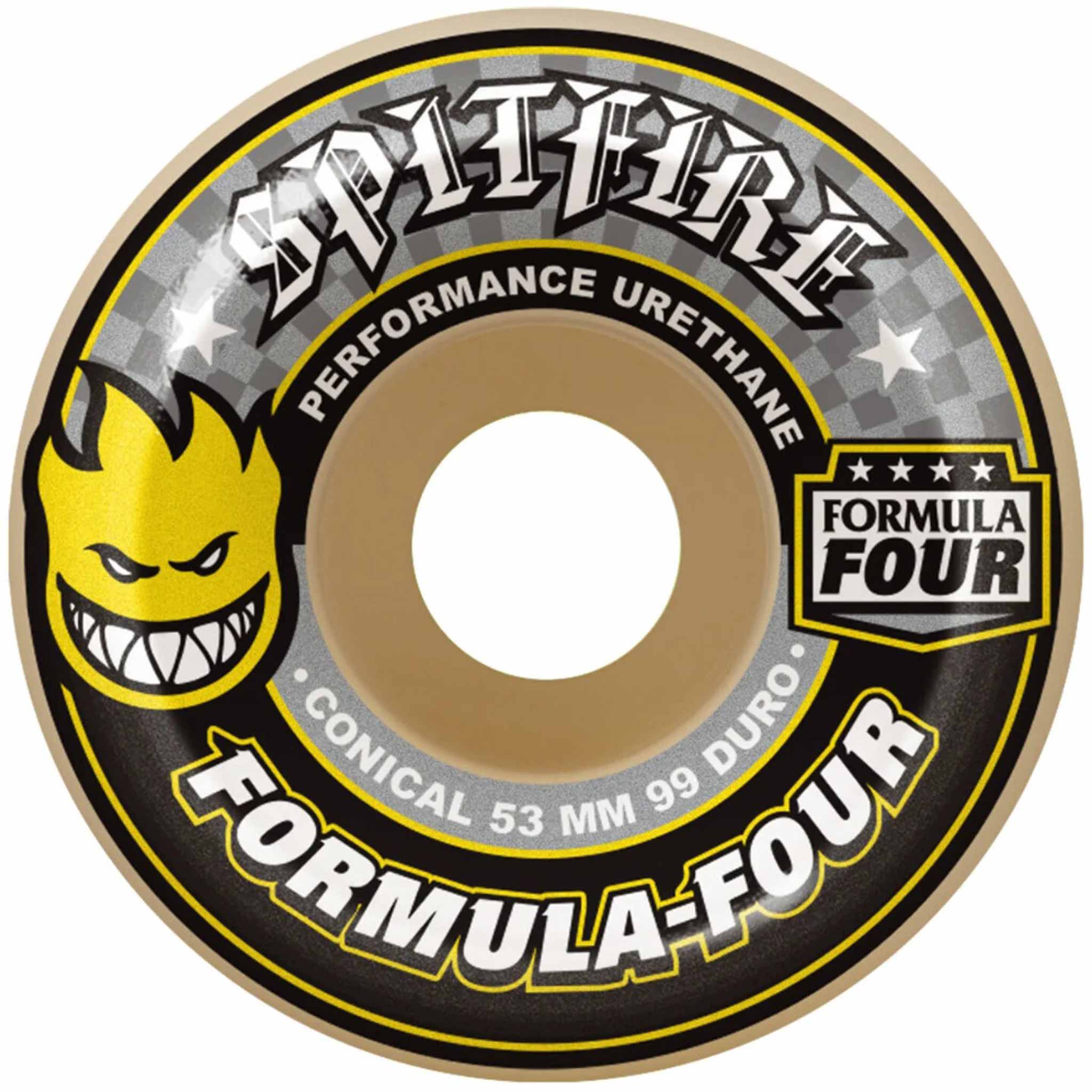 Spitfire Formula Four Conical 99d 53mm Yellow Skateboard Wheels Skateboard Wheels