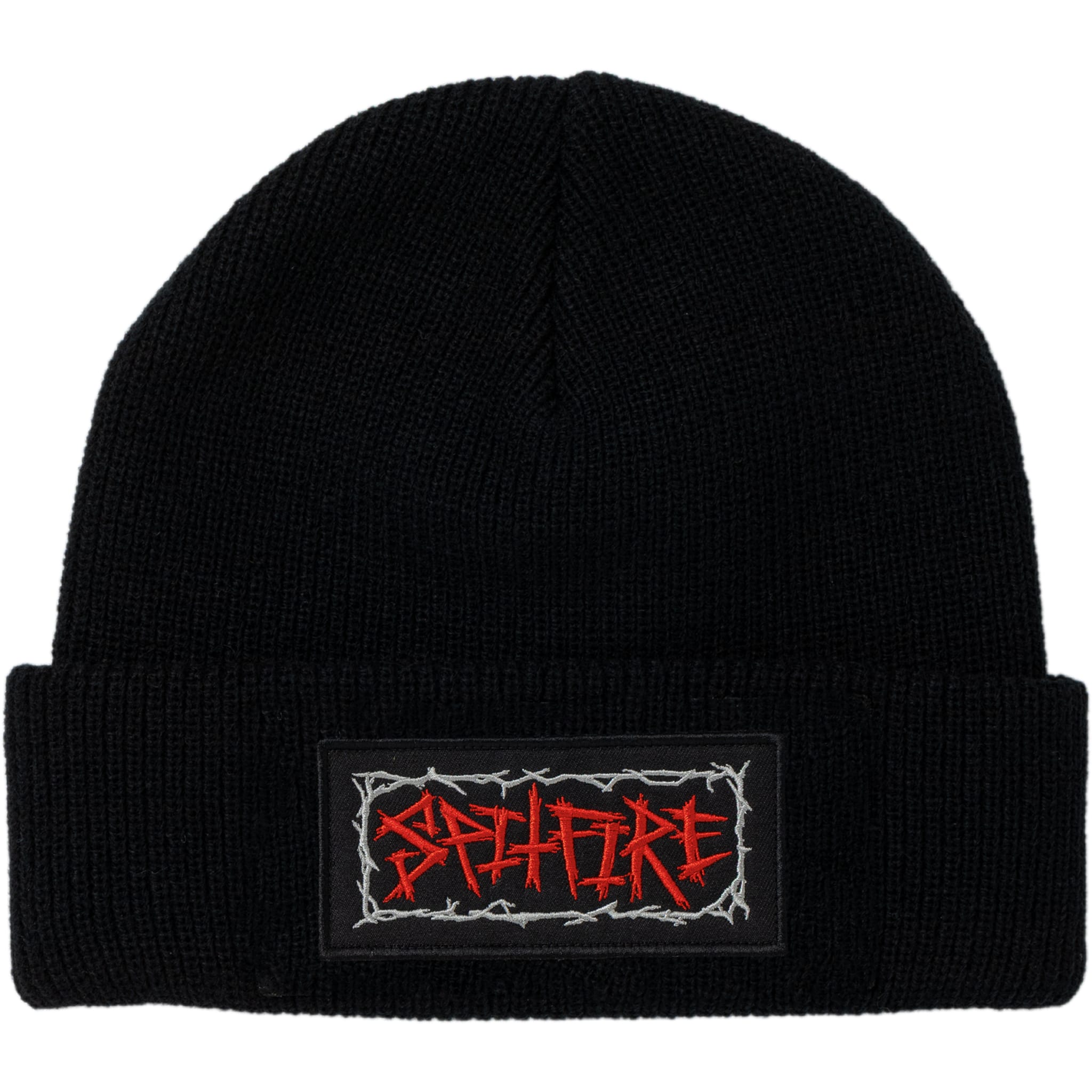Spitfire Gas Mask Script Patch Cuff Beanie Black Beanie