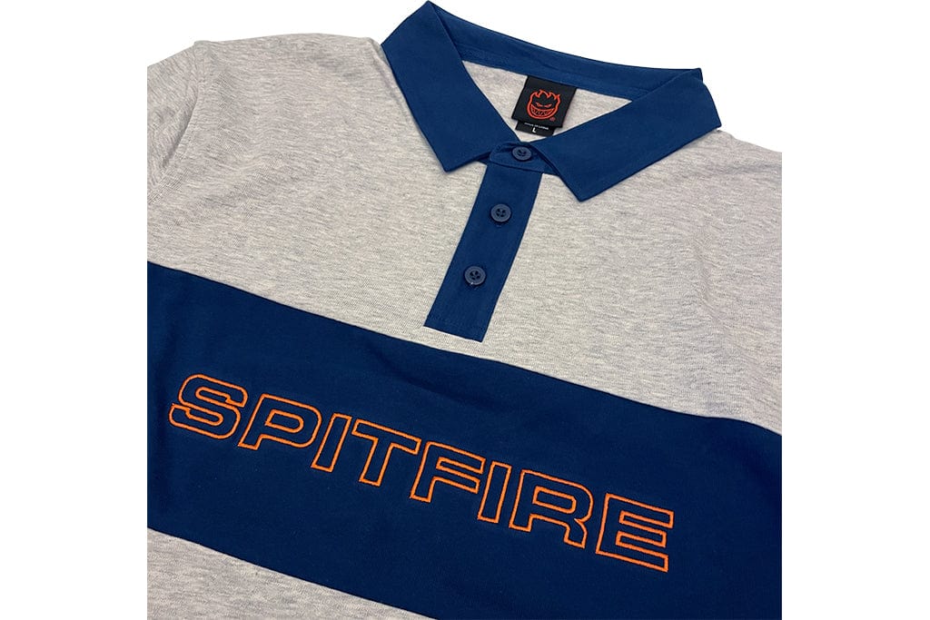 Spitfire Geary Rugby Shirt Heather Navy Button Up