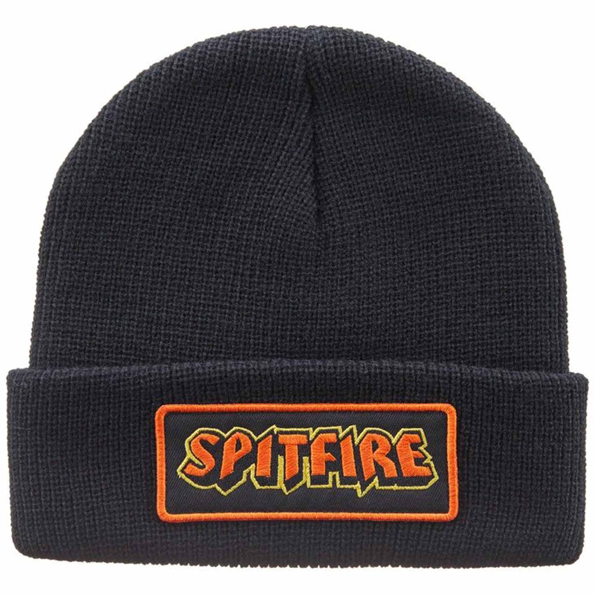 Spitfire Hellfire Script Patch Cuff Beanie Black Beanie