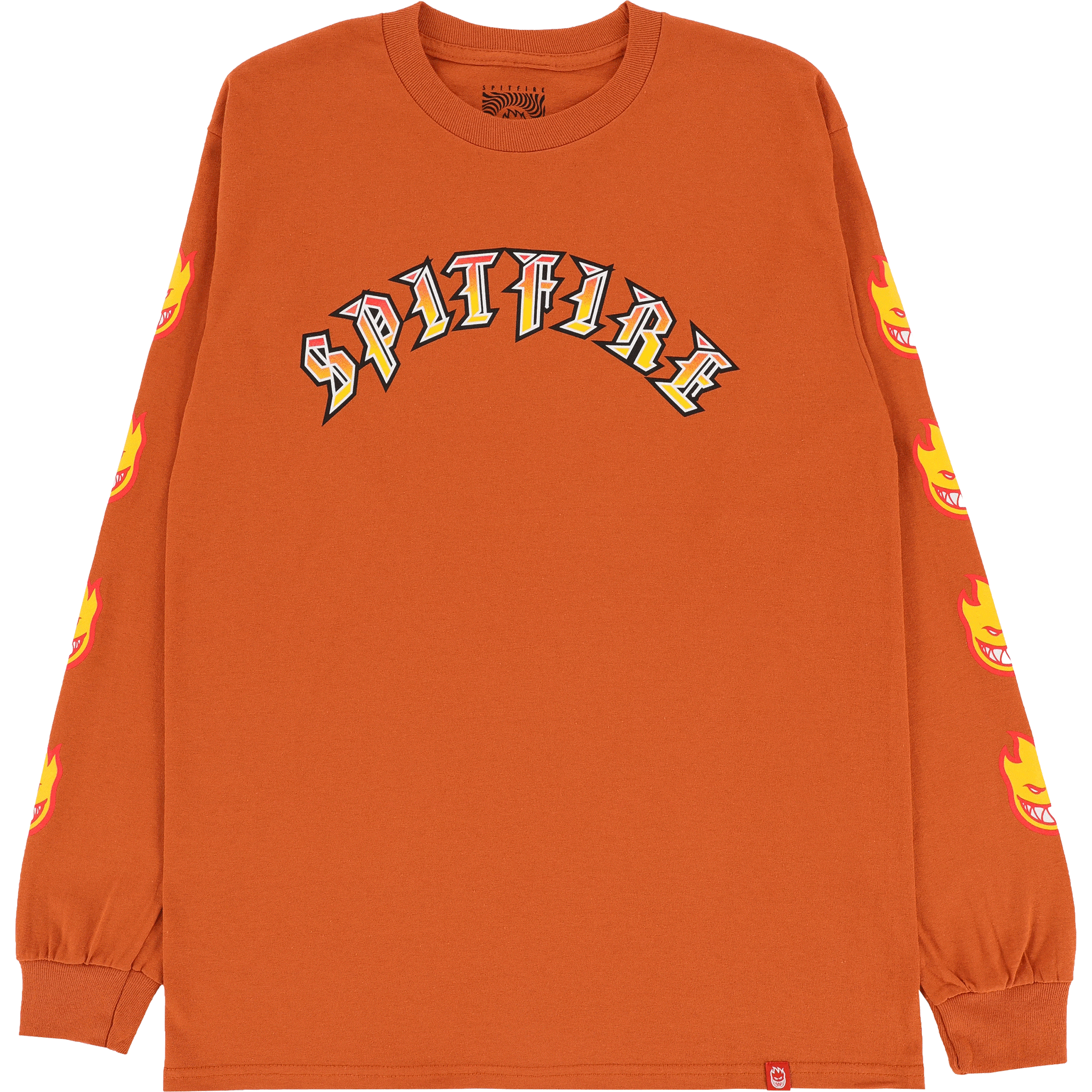 Spitfire Old E Bighead Fill Sleeve LS Tee Orange Gold Red T Shirt