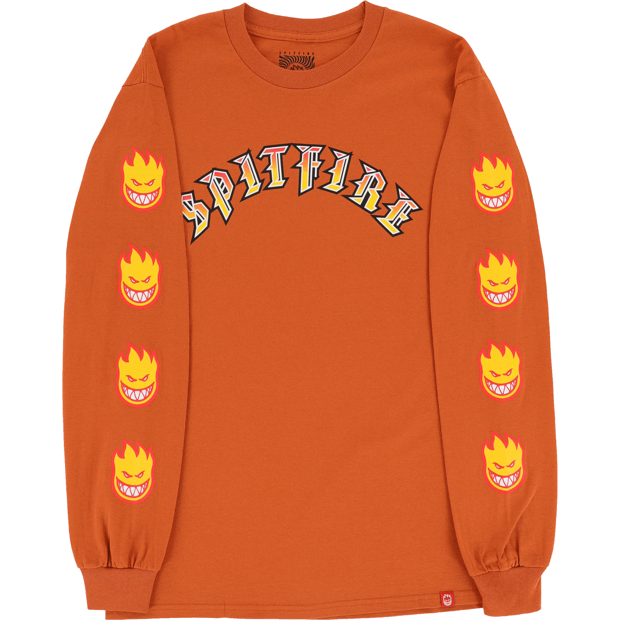 Spitfire Old E Bighead Fill Sleeve LS Tee Orange Gold Red T Shirt