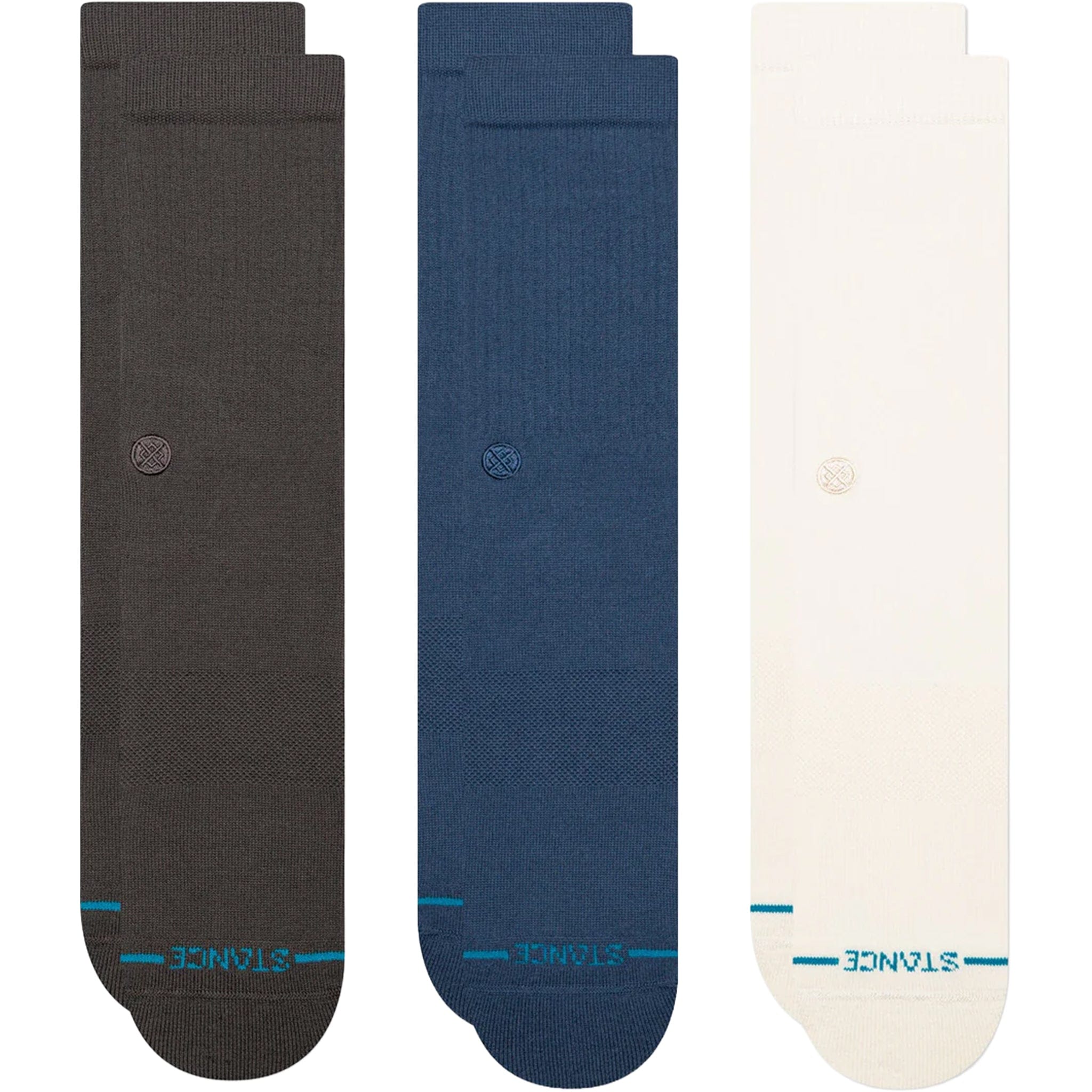 Stance Icon Crew Socks 3 Pack Charcoal Socks