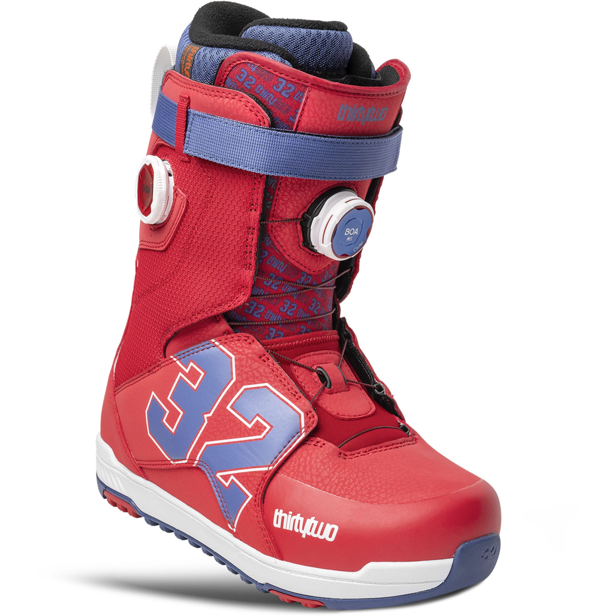 ThirtyTwo Lashed XLT Double Boa Snowboard Boot Red Blue White 2027 Mens Snowboard Boots