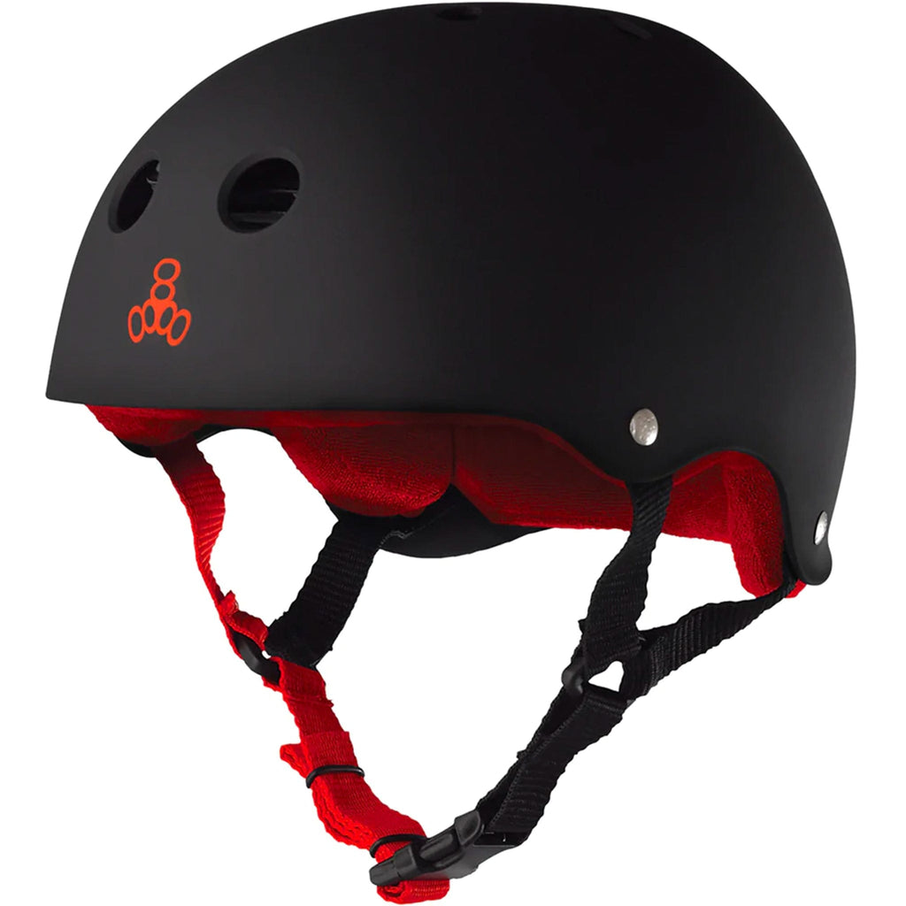 Triple Eight Sweatsaver Helmet Black Red Rubber Skateboard Helmet
