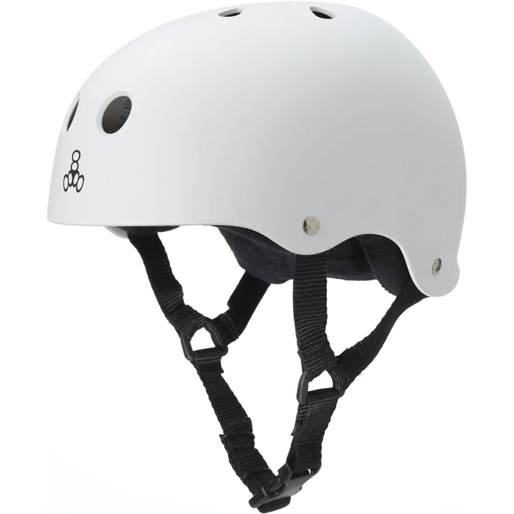 Triple Eight Sweatsaver Helmet White Black Rubber Skateboard Helmet