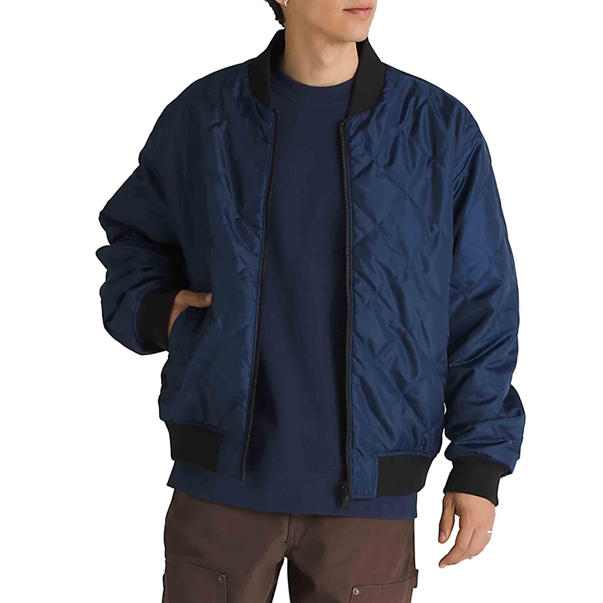 Vans AVE Reversible Skate Bomber Jacket Black Blue Casual Jackets