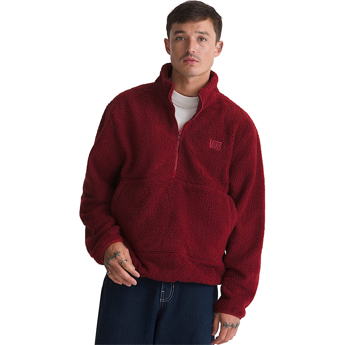 Vans Shepard Half-Zip Polar Fleece Bordeaux Red Sweatshirts